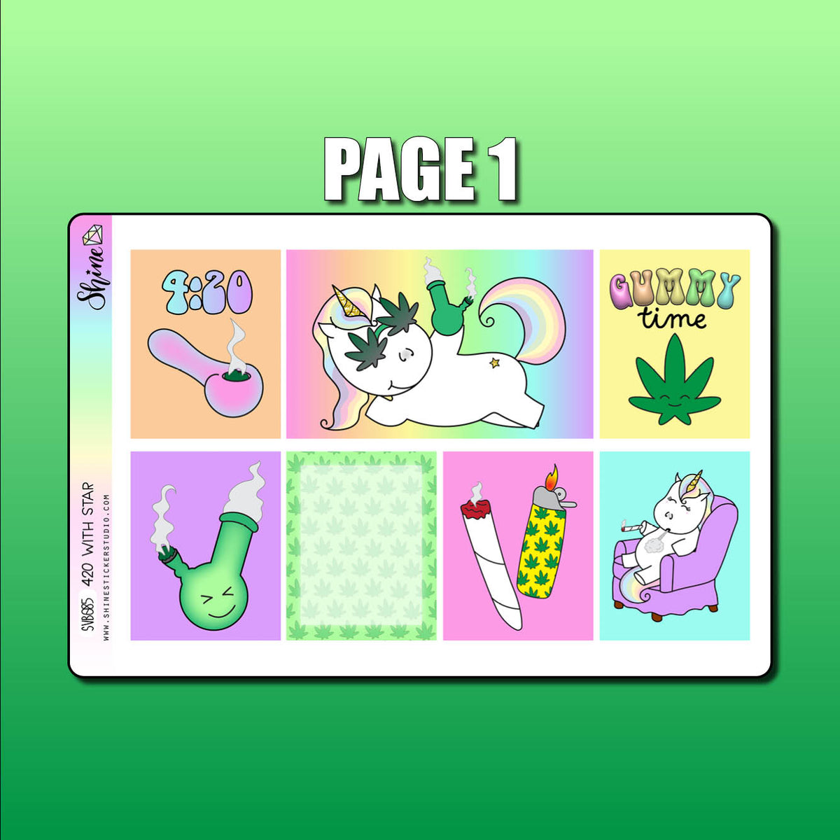 420 With Star Vertical Weekly Sticker Kit Shine Sticker Studio