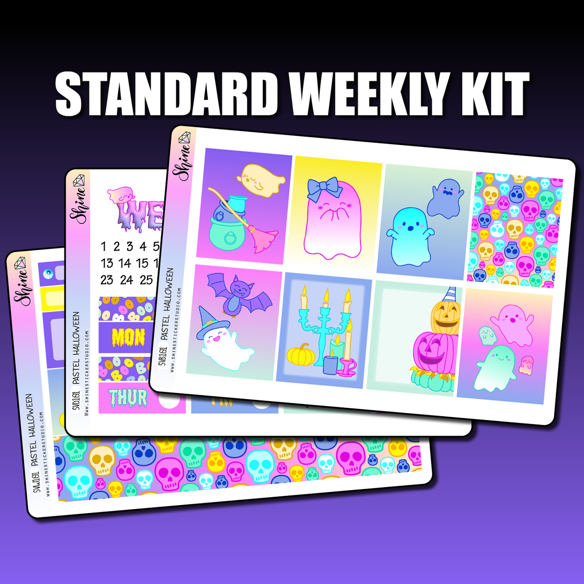 Pastel Halloween Standard Vertical Weekly Planner Sticker Kit – Shine ...