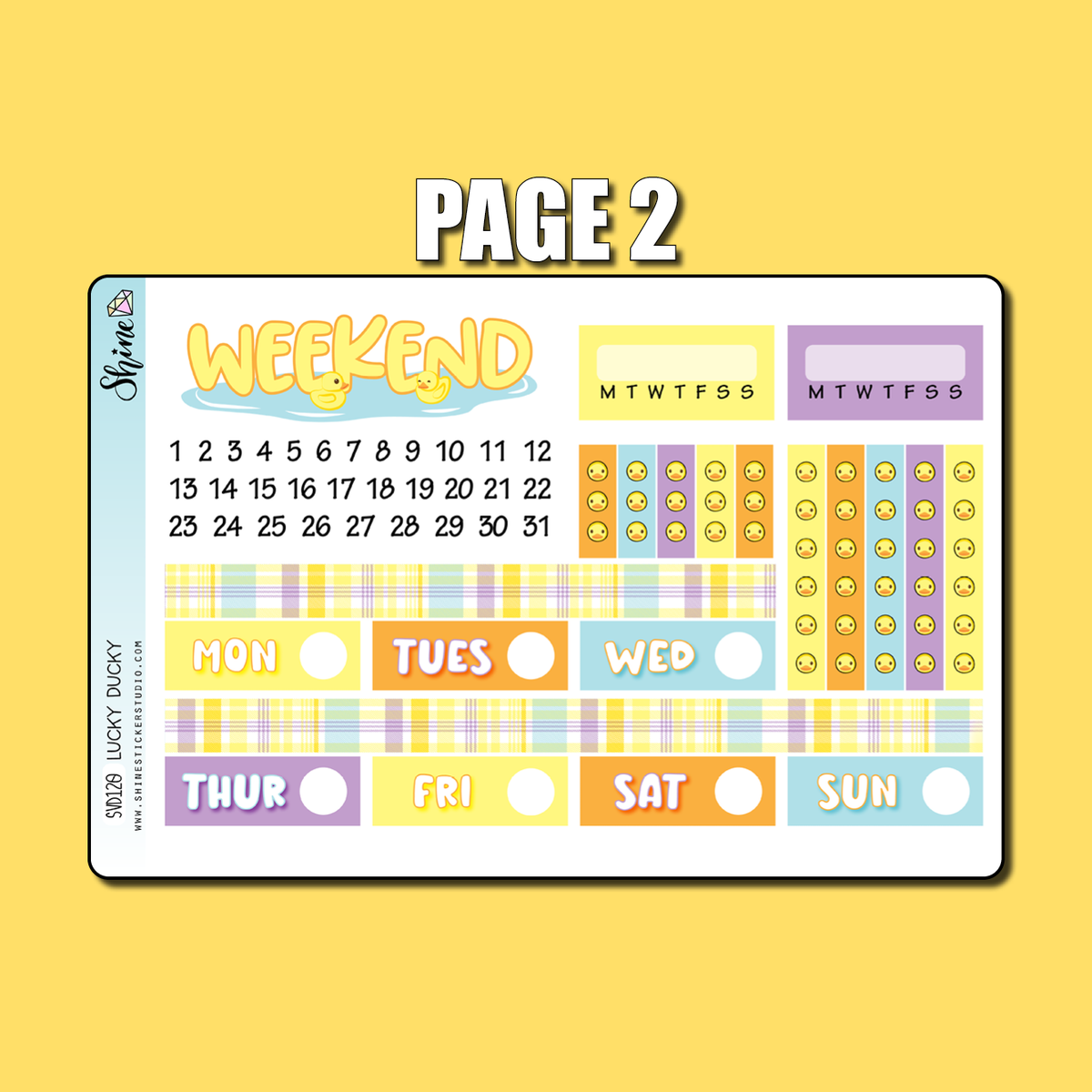 Lucky Ducky Vertical Weekly Planner Sticker Kit – Shine Sticker Studio
