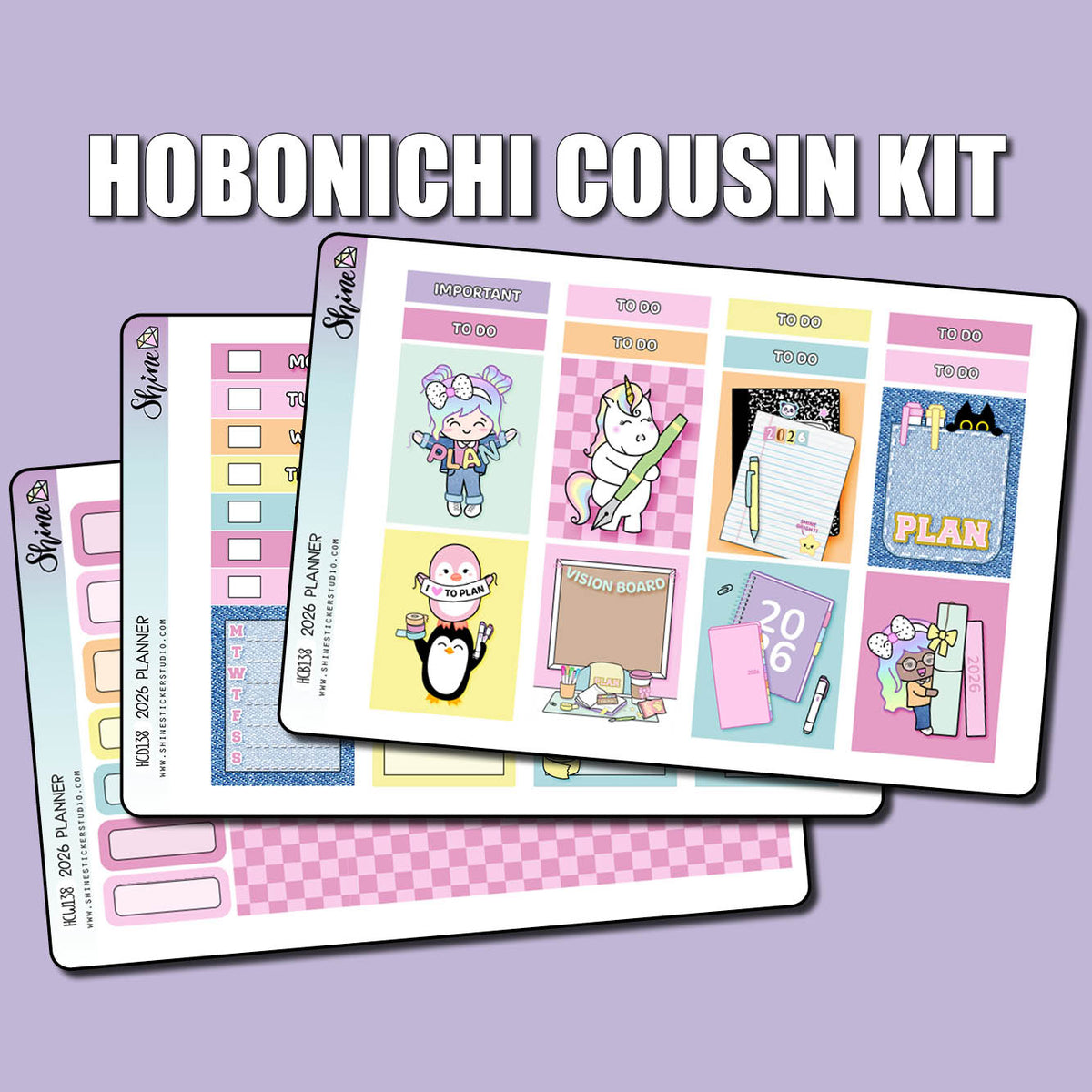 2026 Planner Hobonichi Cousin Sticker Kit – Shine Sticker Studio