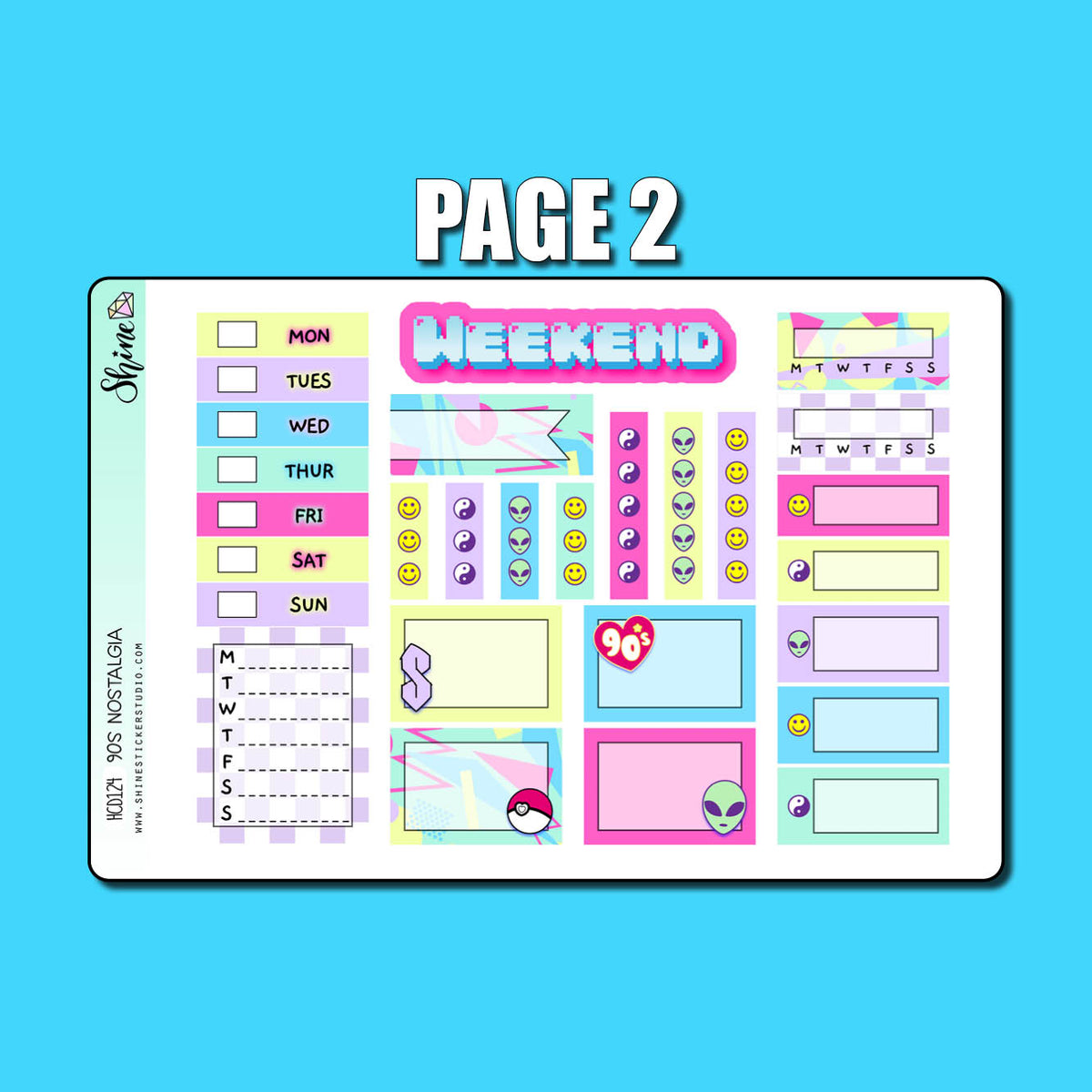 90s Nostalgia Hobonichi Cousin Planner Sticker Kit – Shine Sticker Studio