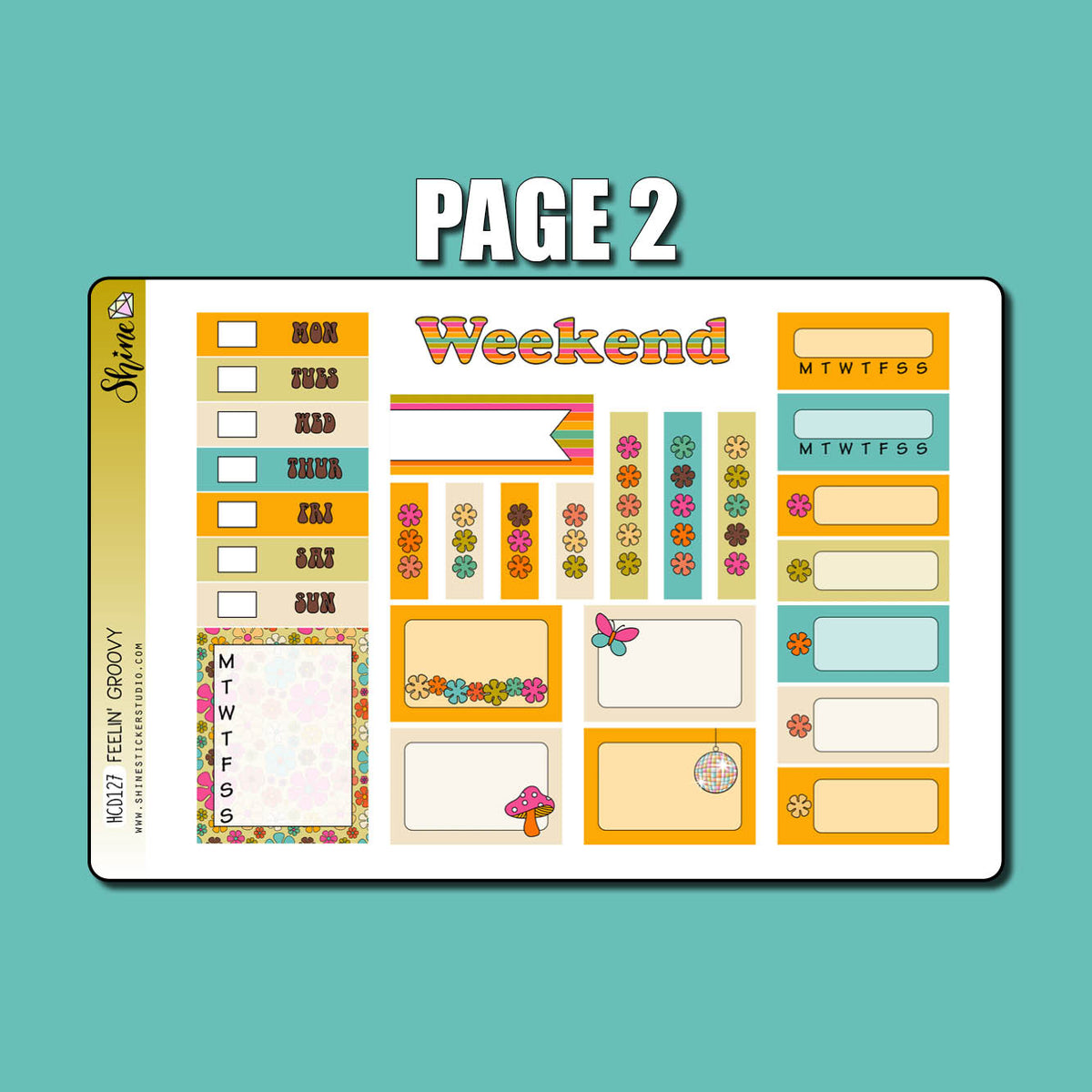 Feelin' Groovy Hobonichi Cousin Planner Sticker Kit – Shine Sticker Studio