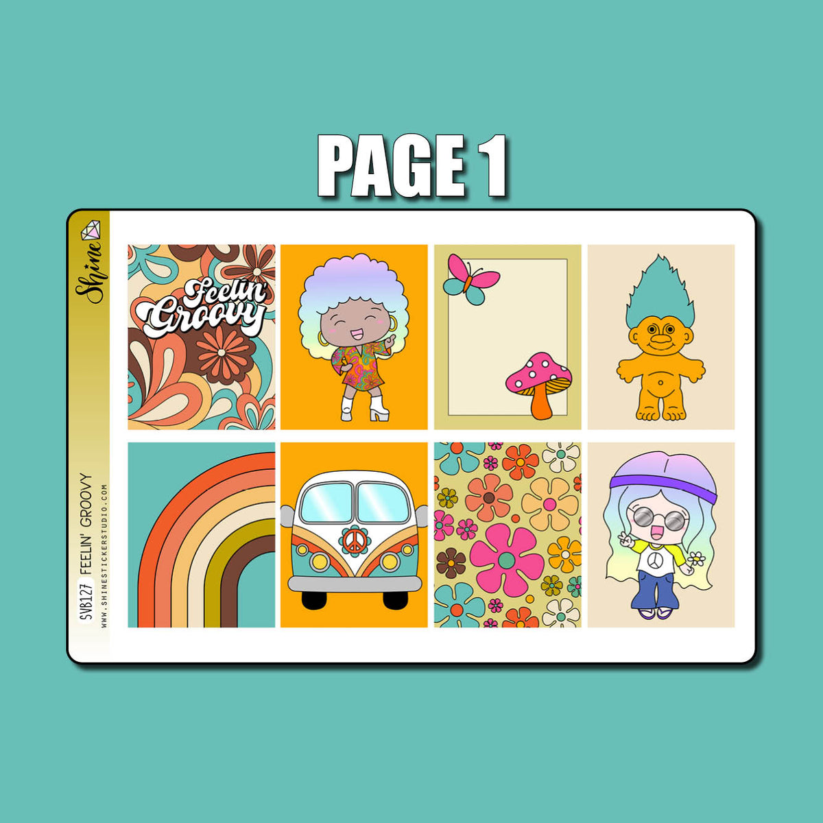 Feelin' Groovy Vertical Weekly Planner Sticker Kit – Shine Sticker Studio