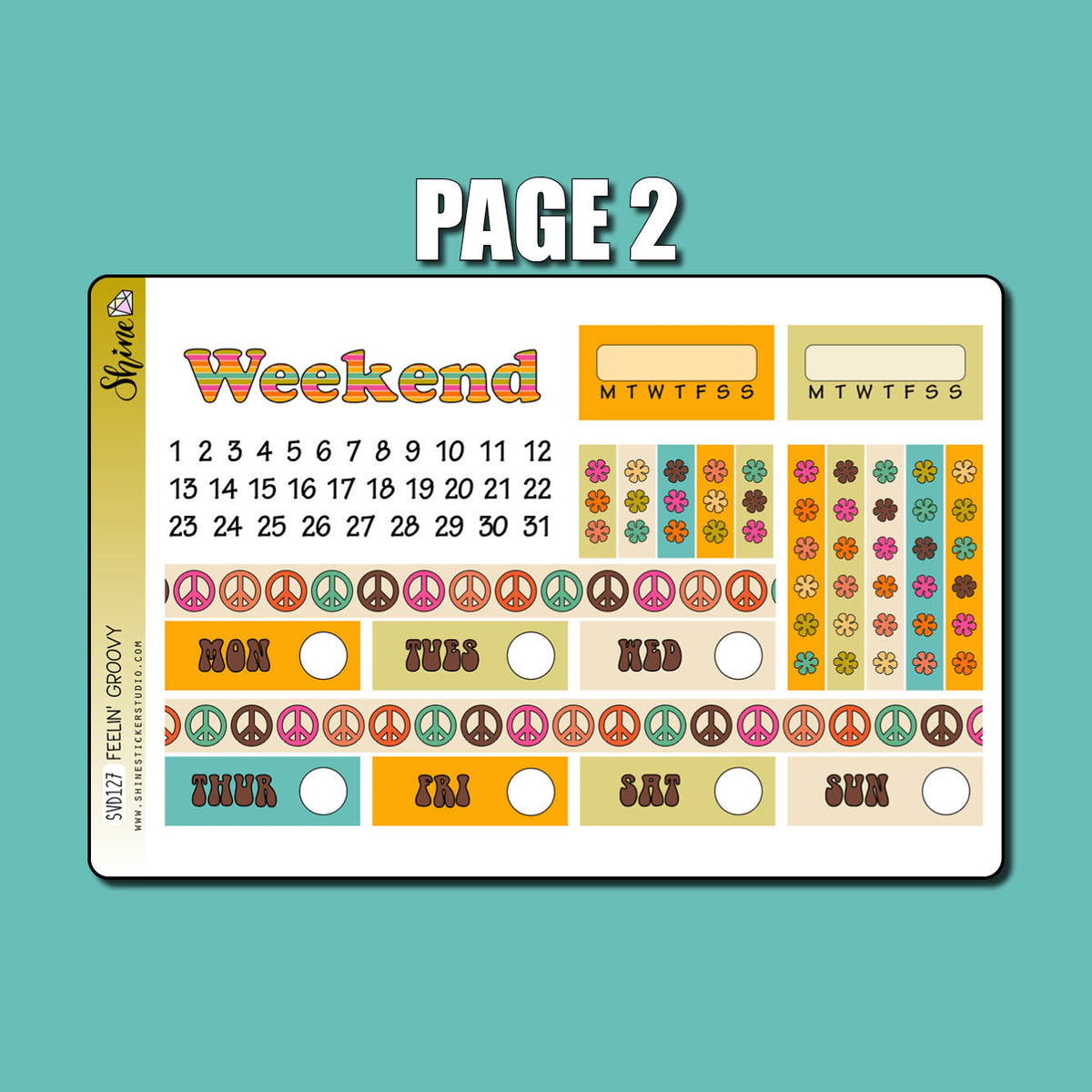 Feelin' Groovy Vertical Weekly Planner Sticker Kit – Shine Sticker Studio