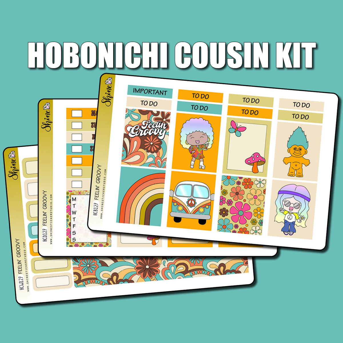 Feelin' Groovy Hobonichi Cousin Planner Sticker Kit – Shine Sticker Studio