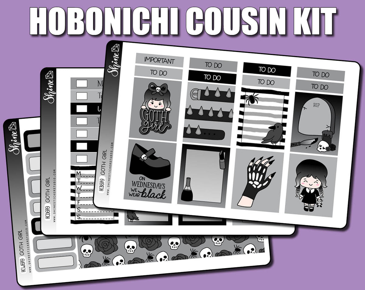 Pastel Goth - Collab with The Angel Shoppe - Hobonichi Cousin Sticker–  Shine Sticker Studio