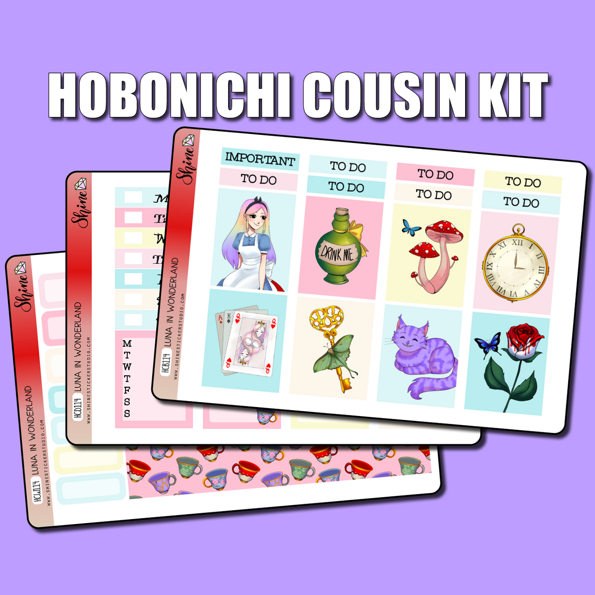 Luna in Wonderland Hobonichi Cousin Sticker Kit – Shine Sticker Studio
