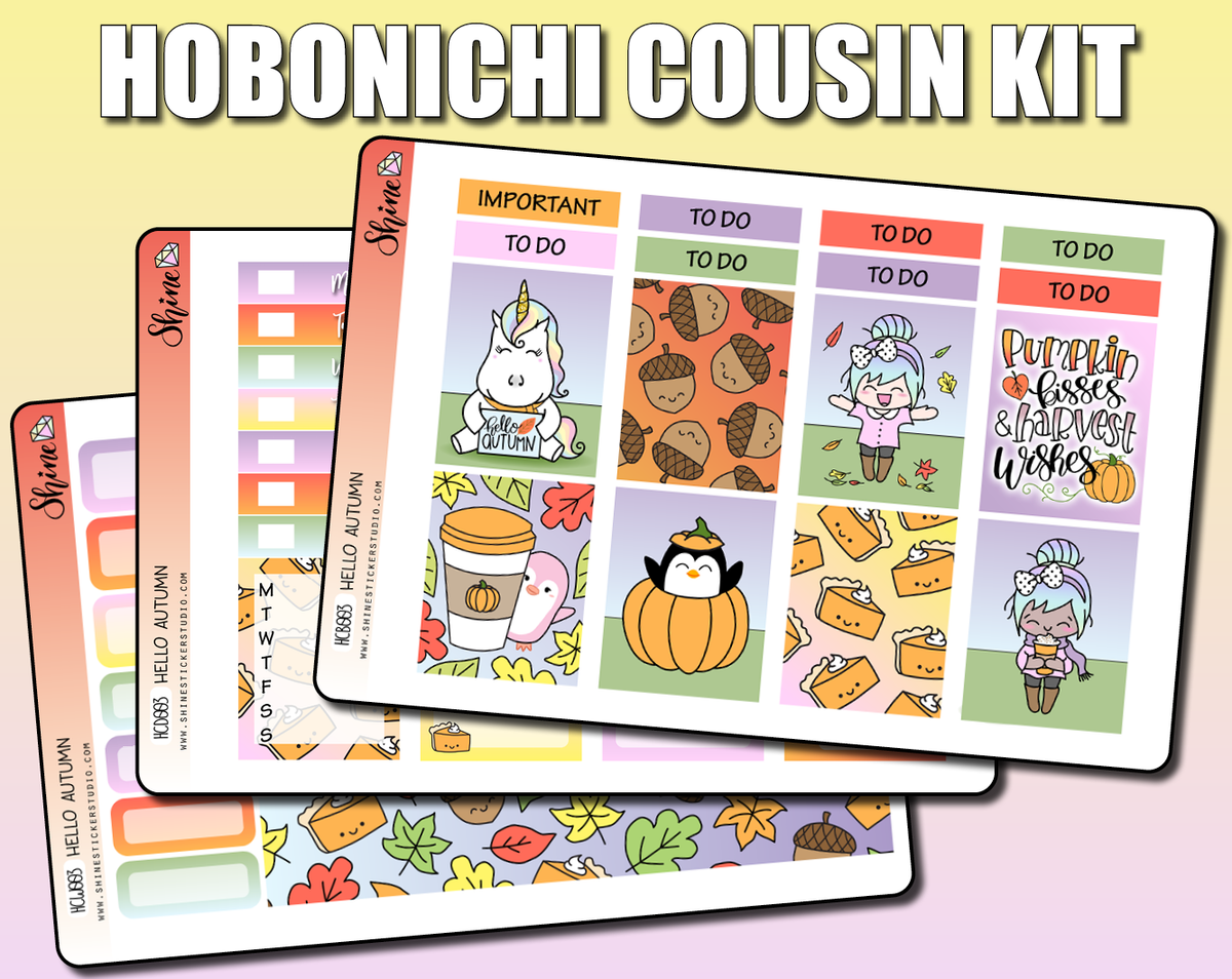 Hello Autumn Hobonichi Cousin Sticker Kit – Shine Sticker Studio