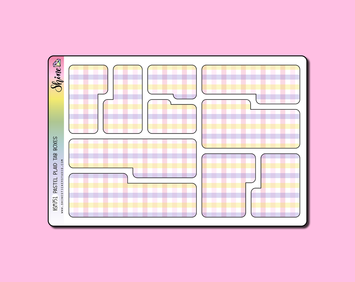 Large Pastel Plaid Tab Box Planner Stickers – Shine Sticker Studio