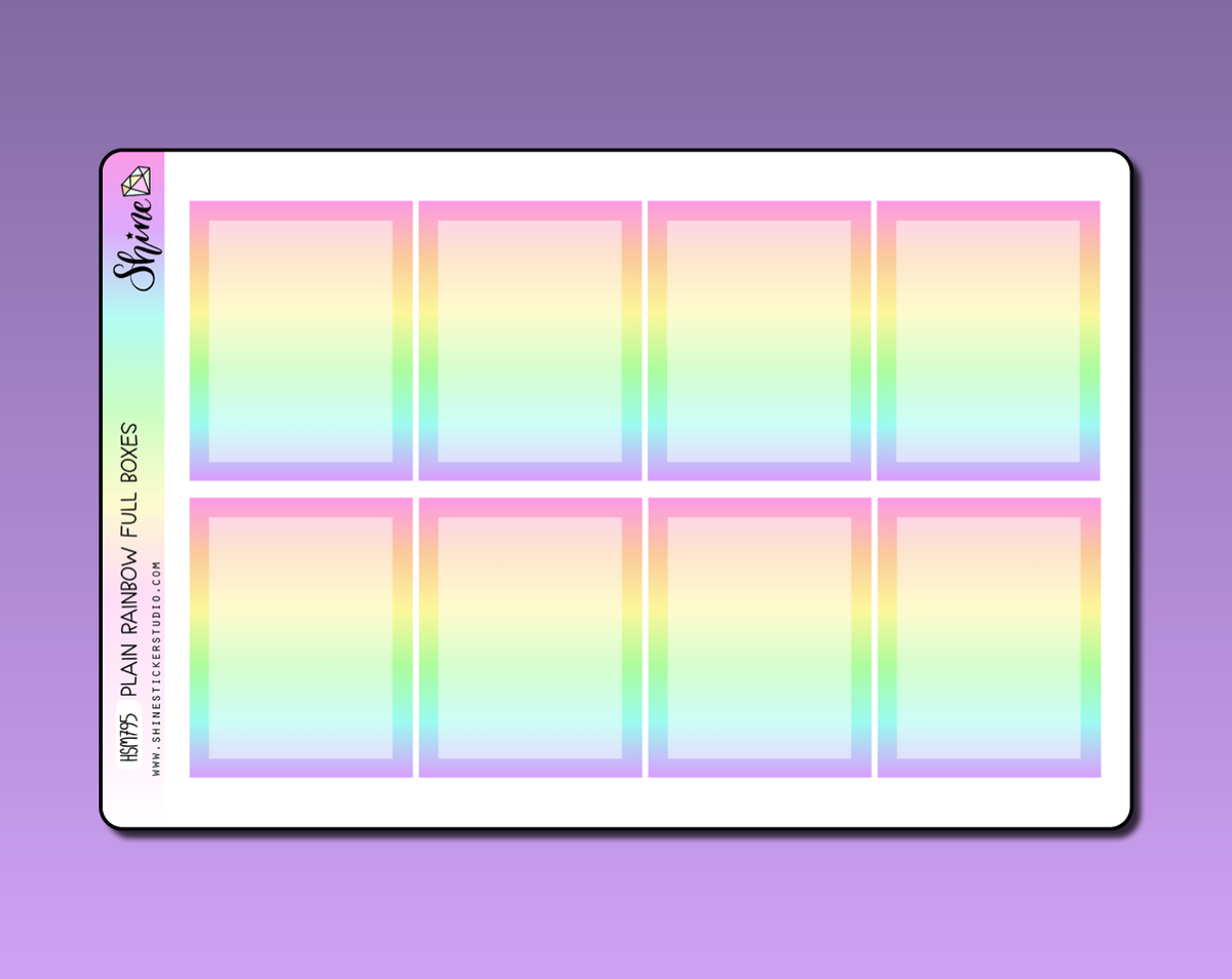 Plain Colorful or Rainbow Standard Vertical Full Boxes Planner Sticker ...