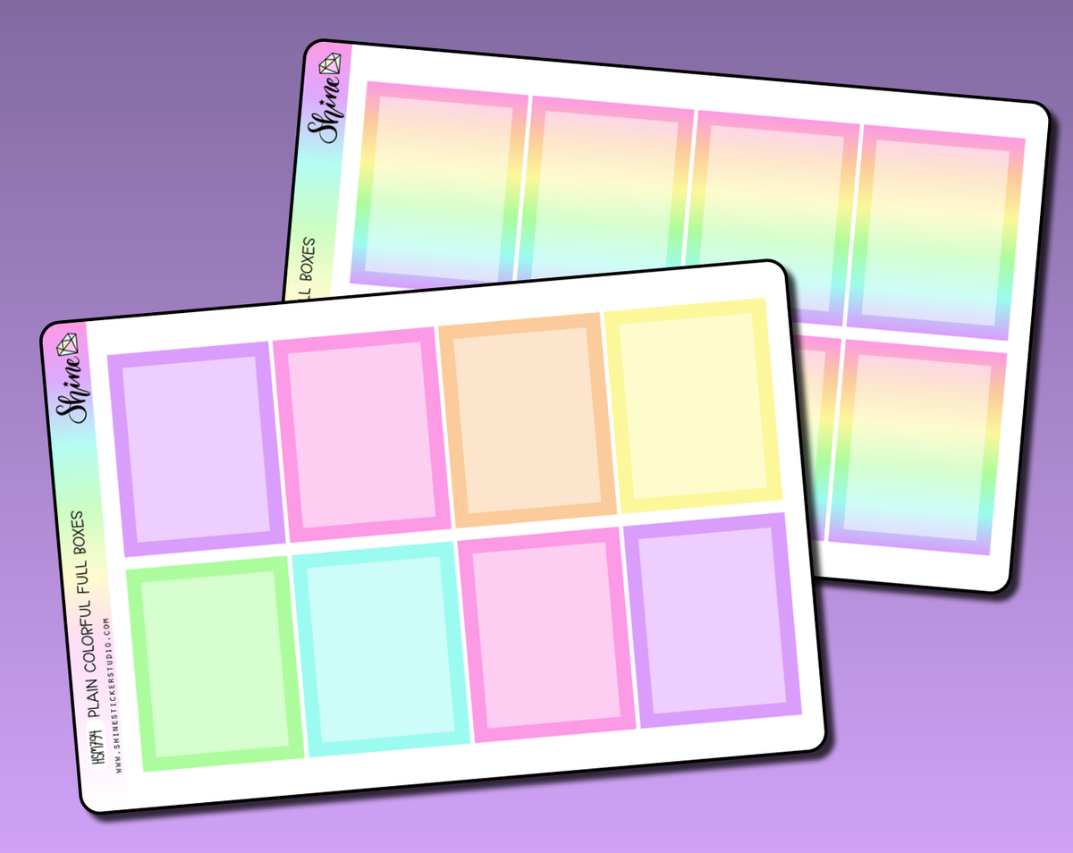 Plain Colorful or Rainbow Standard Vertical Full Boxes Planner Sticker ...