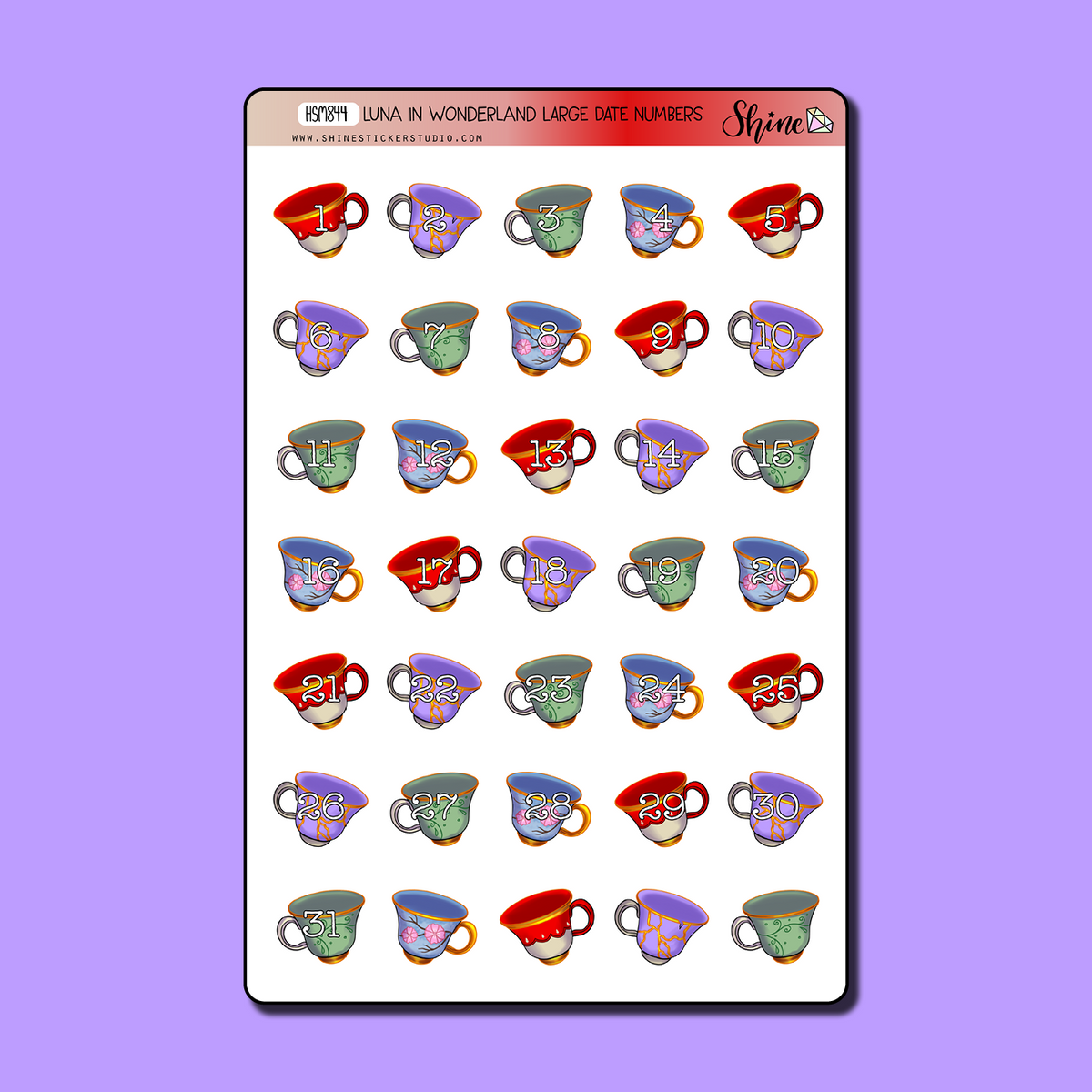 Luna in Wonderland Large Date Number Stickers – Shine Sticker Studio