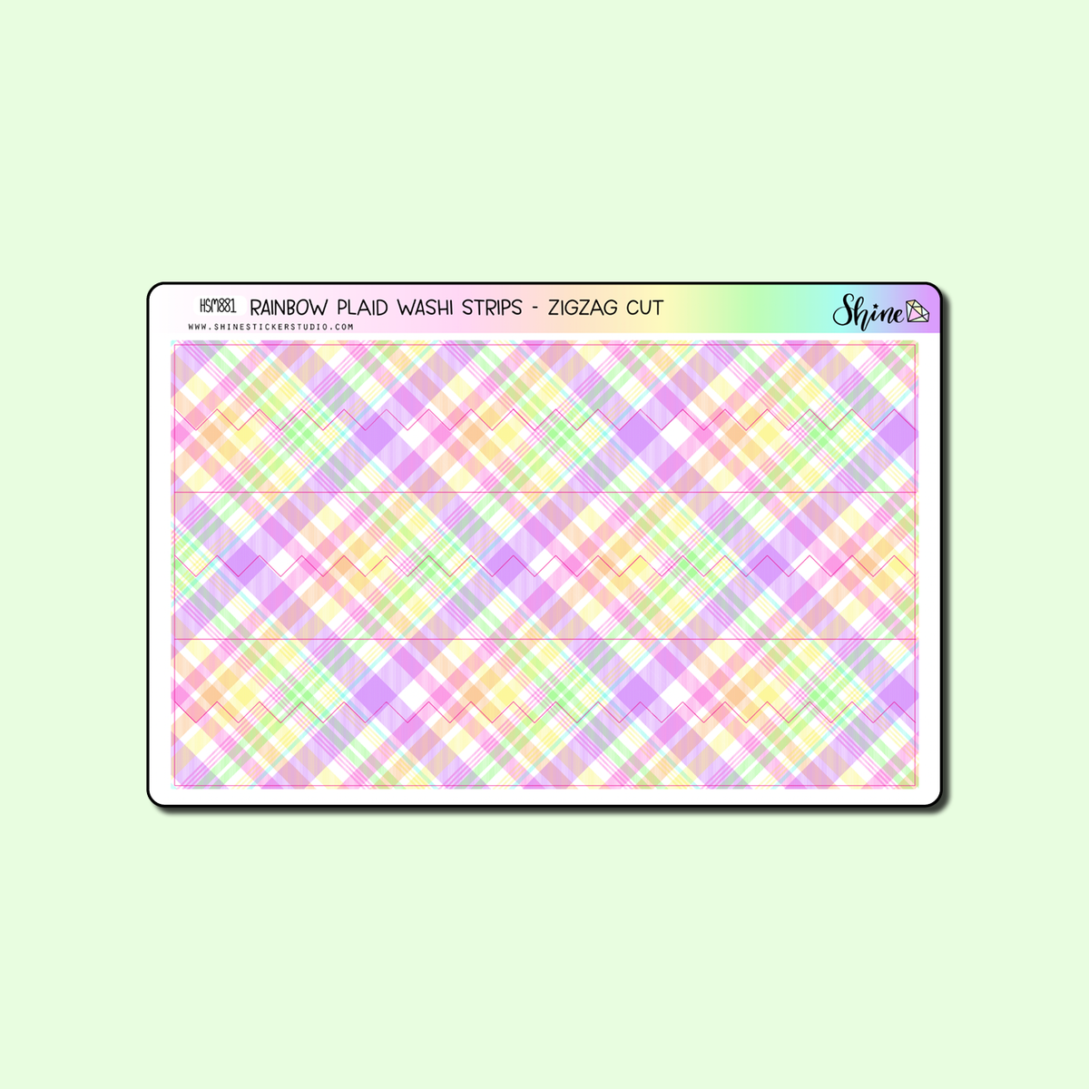 Rainbow Plaid Washi Strip Planner Stickers - Zigzag Cut – Shine Sticker ...