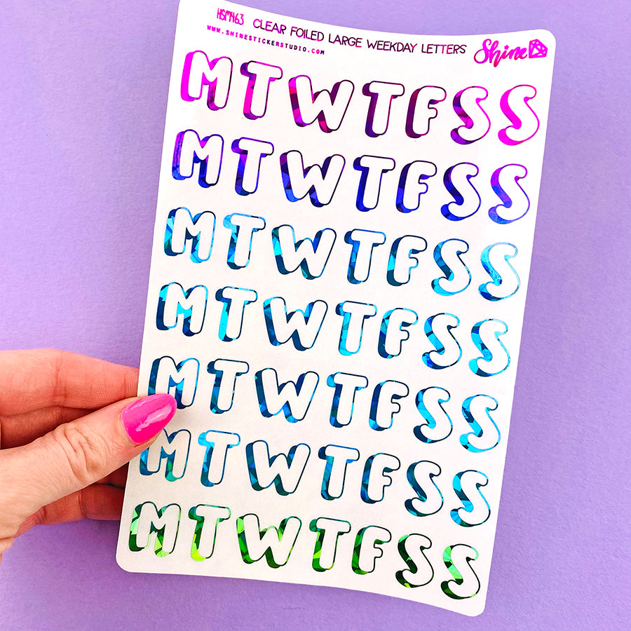 Clear Large Weekday Letter Stickers – Shine Sticker Studio