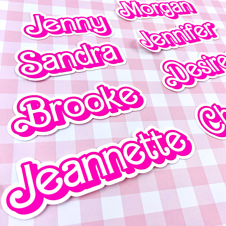 Custom Name Retro Pink Malibu DIE CUT Sticker – Shine Sticker Studio