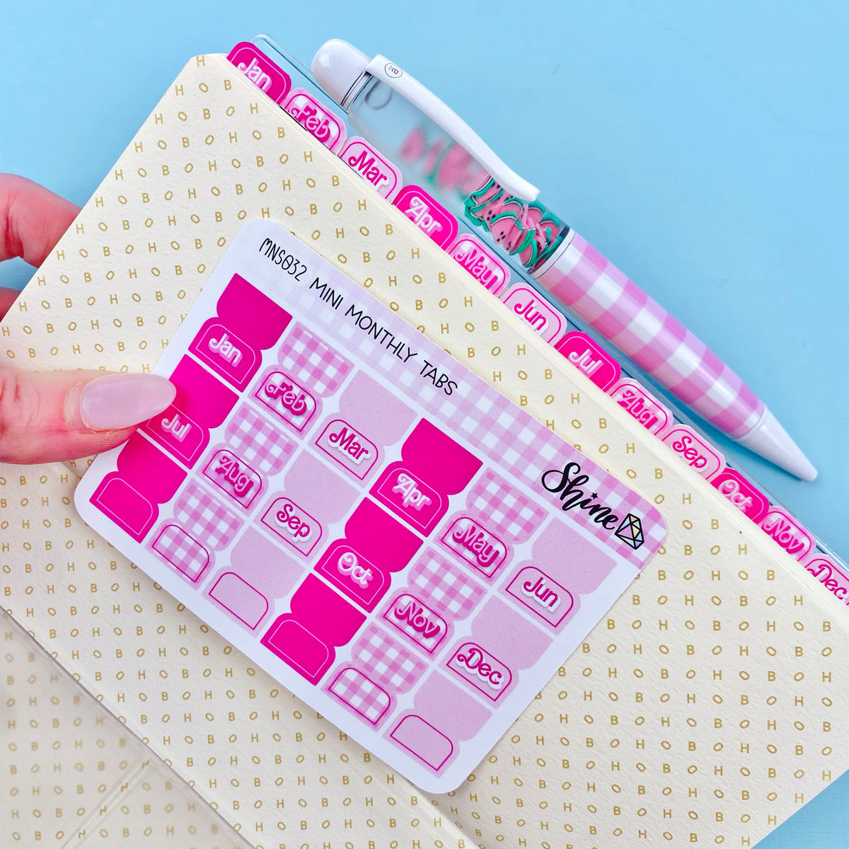 Pink Retro Mini Monthly Tab Stickers – Shine Sticker Studio