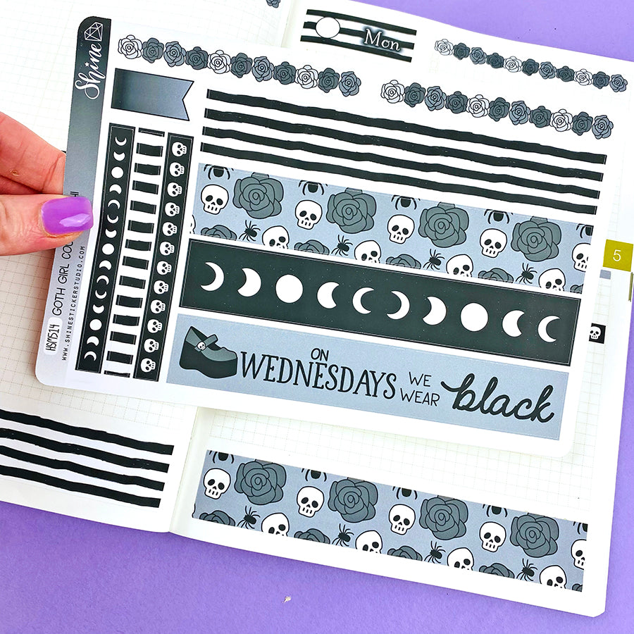 Goth Girl Hobonichi Cousin Daily Washi Strip Stickers – Shine Sticker ...