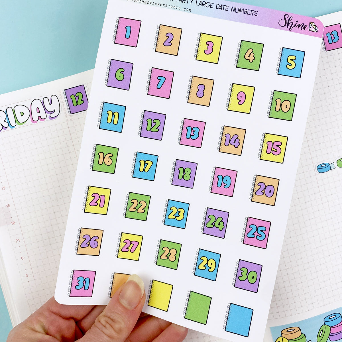 Planner Party Large Date Number Stickers – Shine Sticker Studio