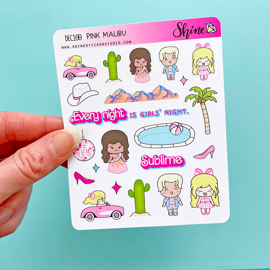 Pink Malibu Deco Planner Stickers – Shine Sticker Studio