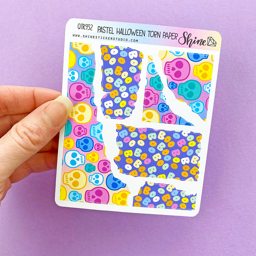 Pastel Halloween Torn Paper Planner Stickers – Shine Sticker Studio