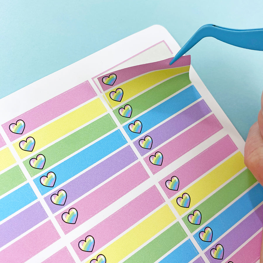 Rainbow Hearts Checklist Boxes Planner Stickers – Shine Sticker Studio