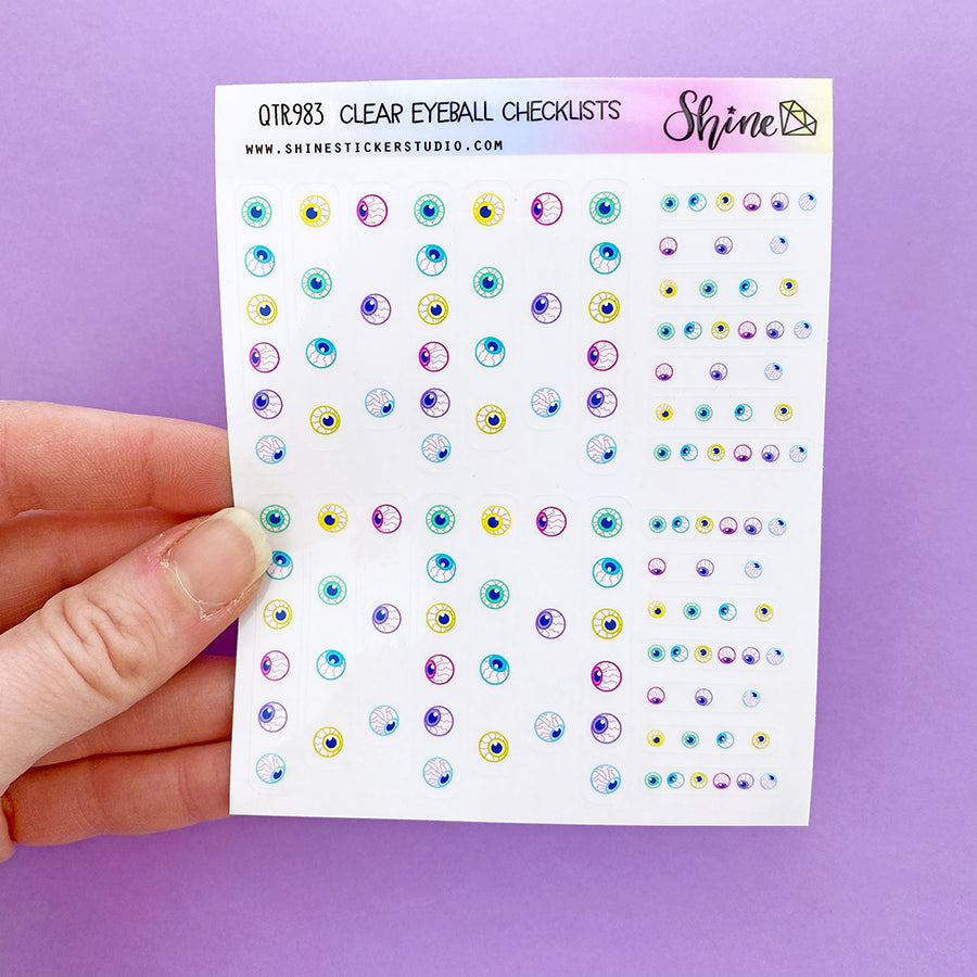 Clear Pastel Halloween Eyeballs Checklist Planner Stickers – Shine ...