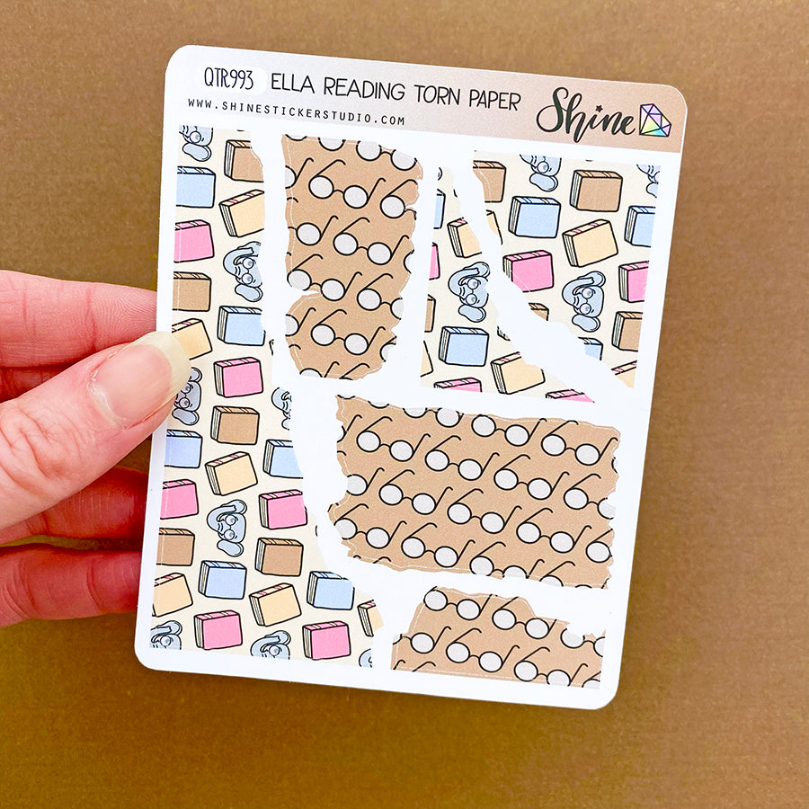 Ella Reading Torn Paper Stickers – Shine Sticker Studio