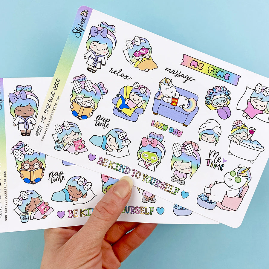 Luna and Star Me Time Bujo Deco Planner Stickers – Shine Sticker Studio