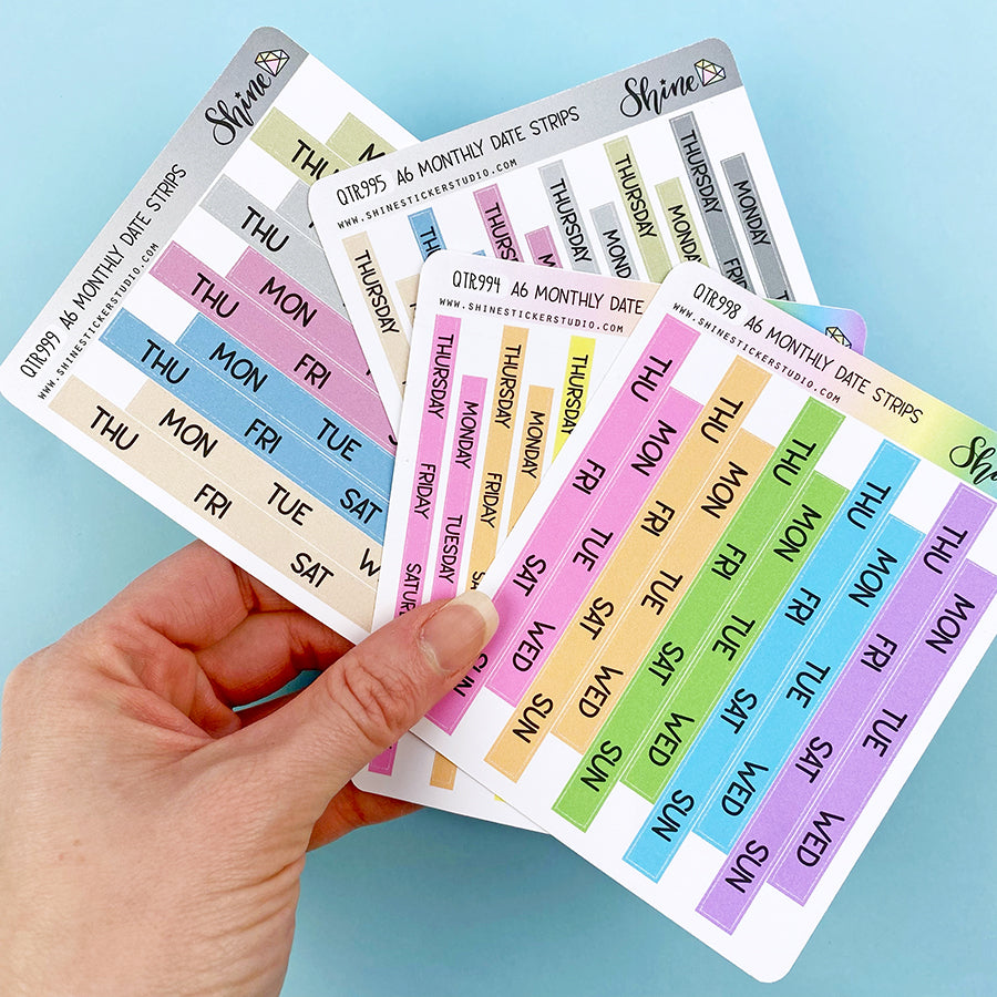 Hobonichi A6 Monthly Date Cover Strip Stickers Shine Sticker Studio