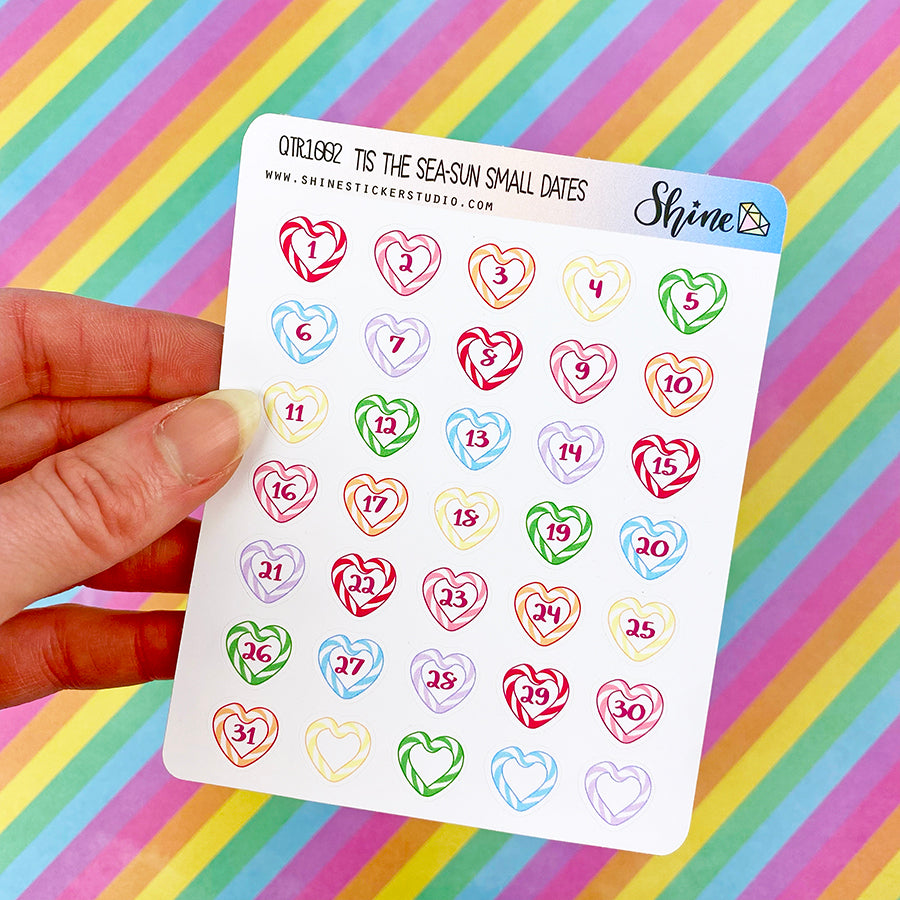 Tis the Sea-Sun Small Date Number Planner Stickers – Shine Sticker Studio