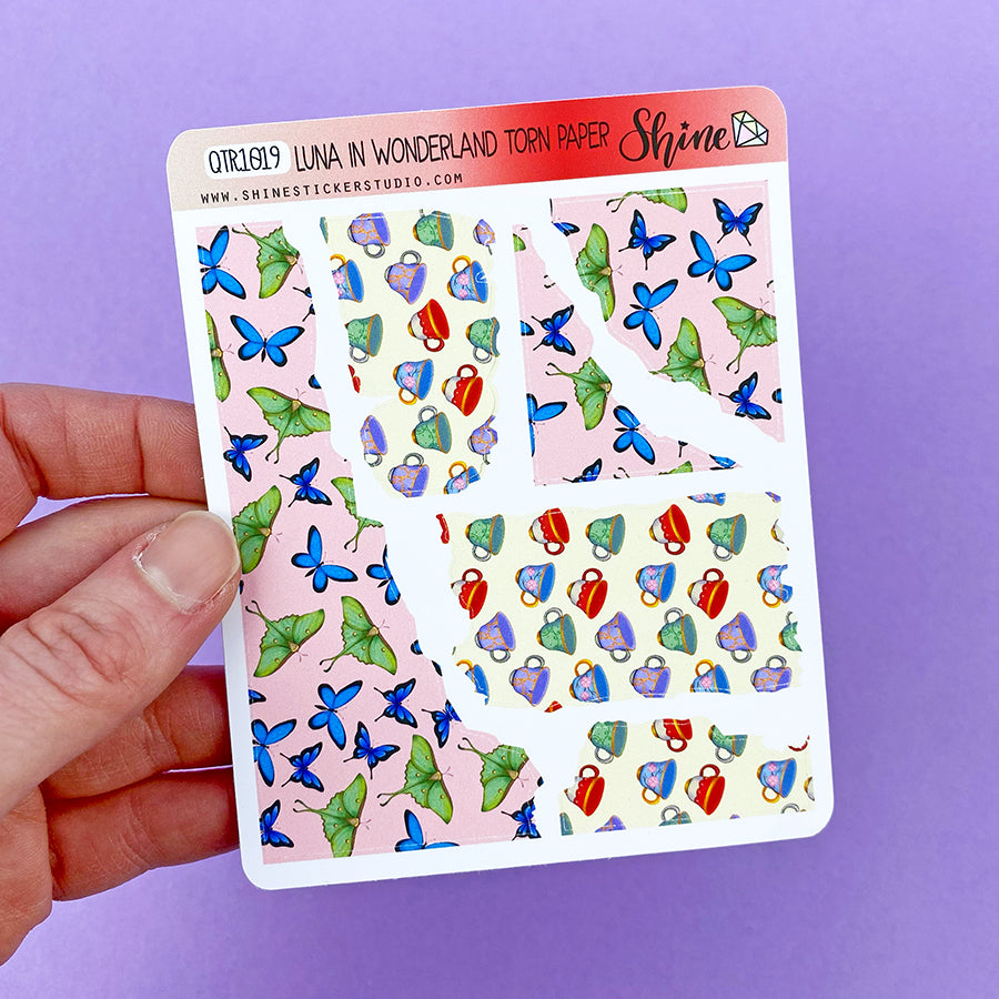 Luna in Wonderland Torn Paper Planner Stickers – Shine Sticker Studio