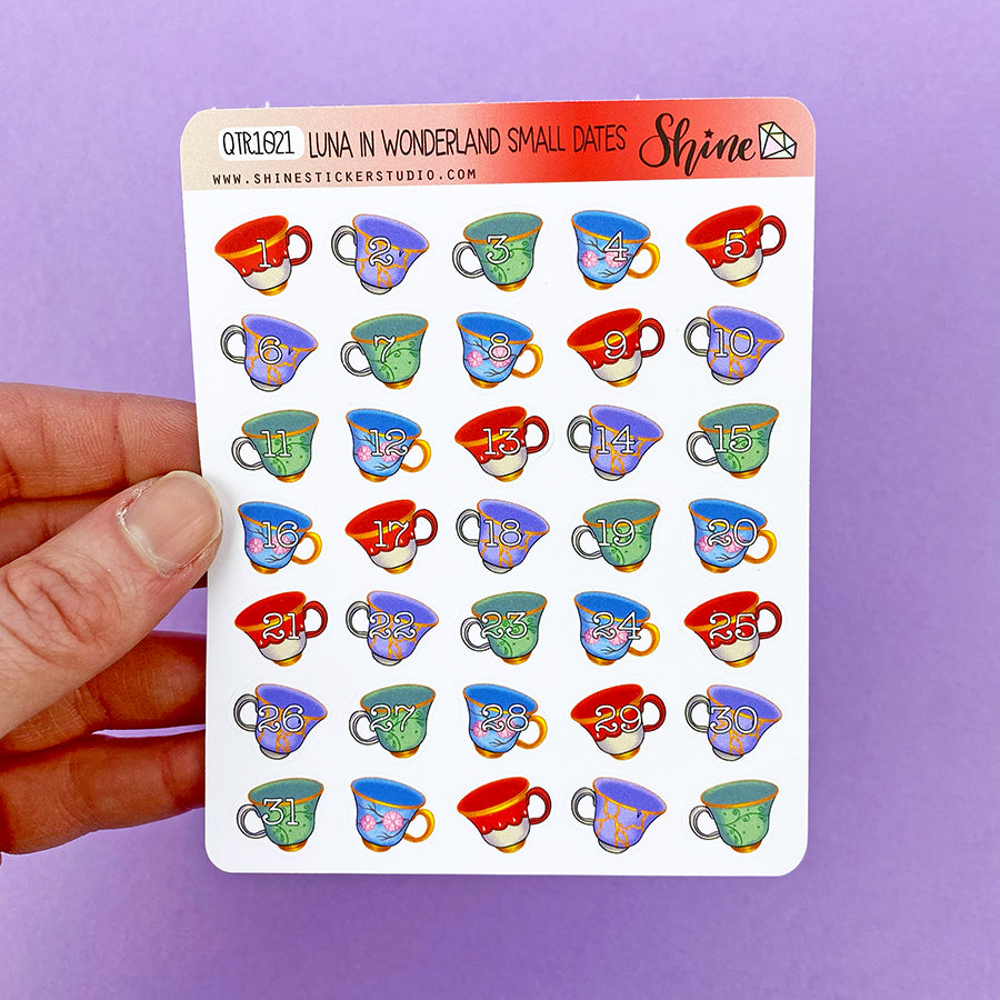 Luna in Wonderland Small Date Number Planner Stickers – Shine Sticker ...