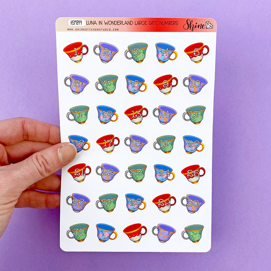 Luna in Wonderland Large Date Number Stickers – Shine Sticker Studio
