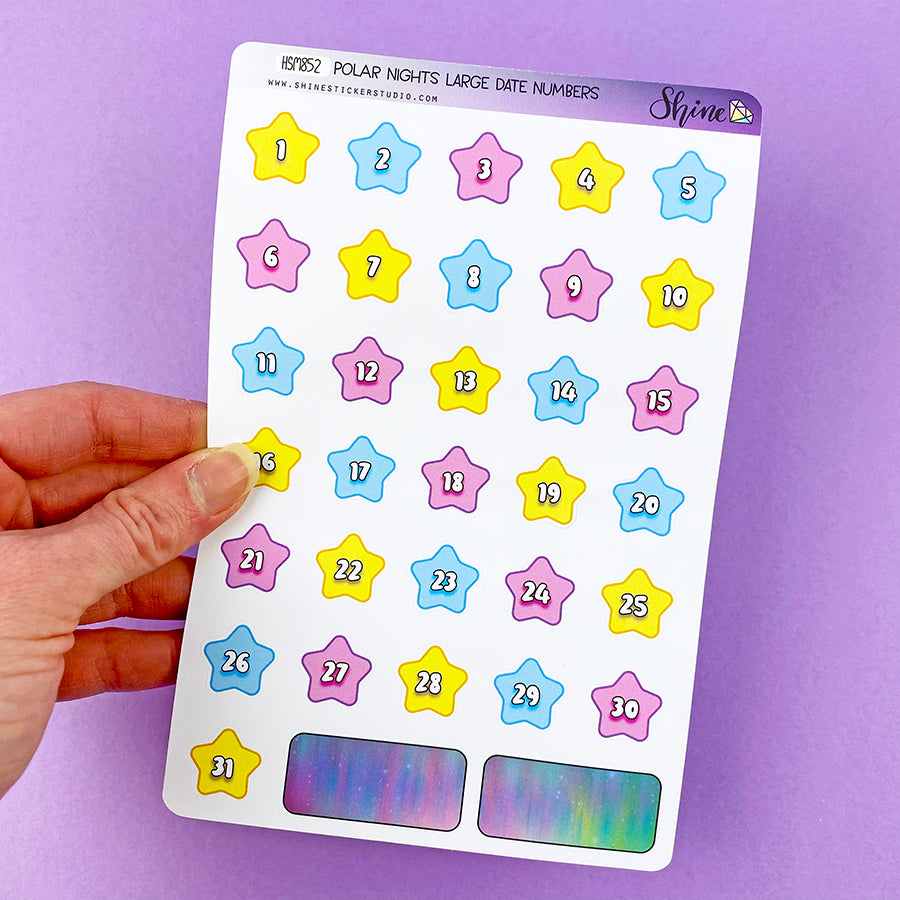 Polar Nights Large Date Number Planner Stickers – Shine Sticker Studio