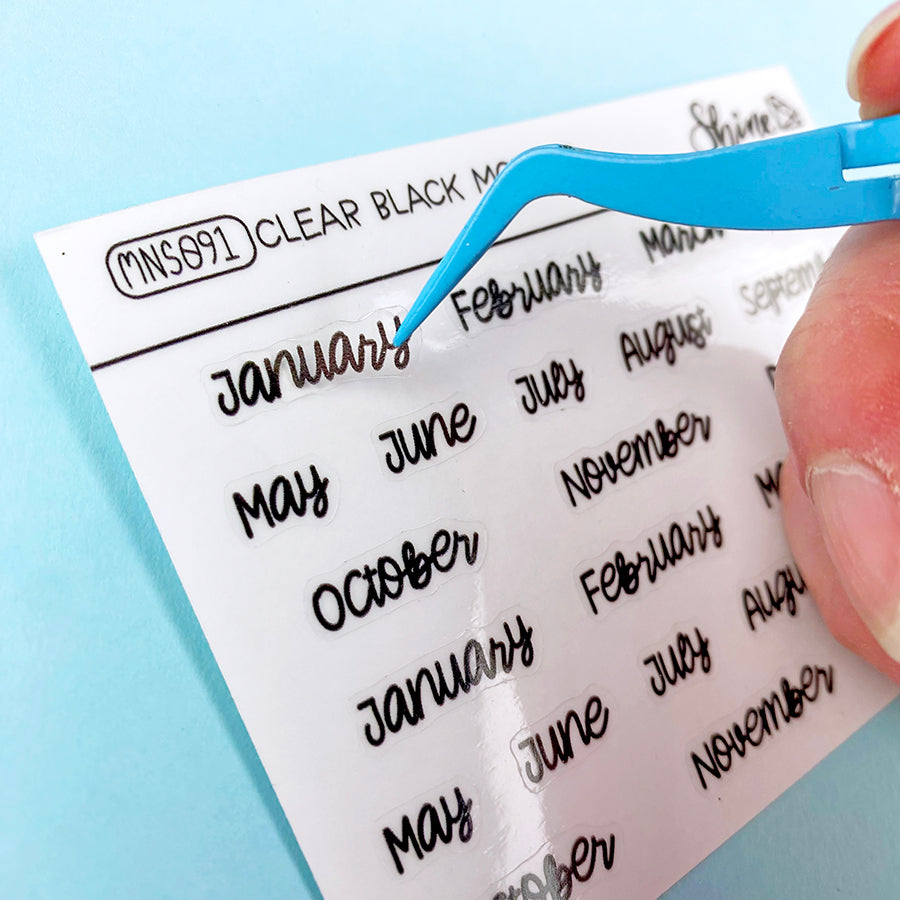 Clear Black Months Stickers Mini Sheet – Shine Sticker Studio