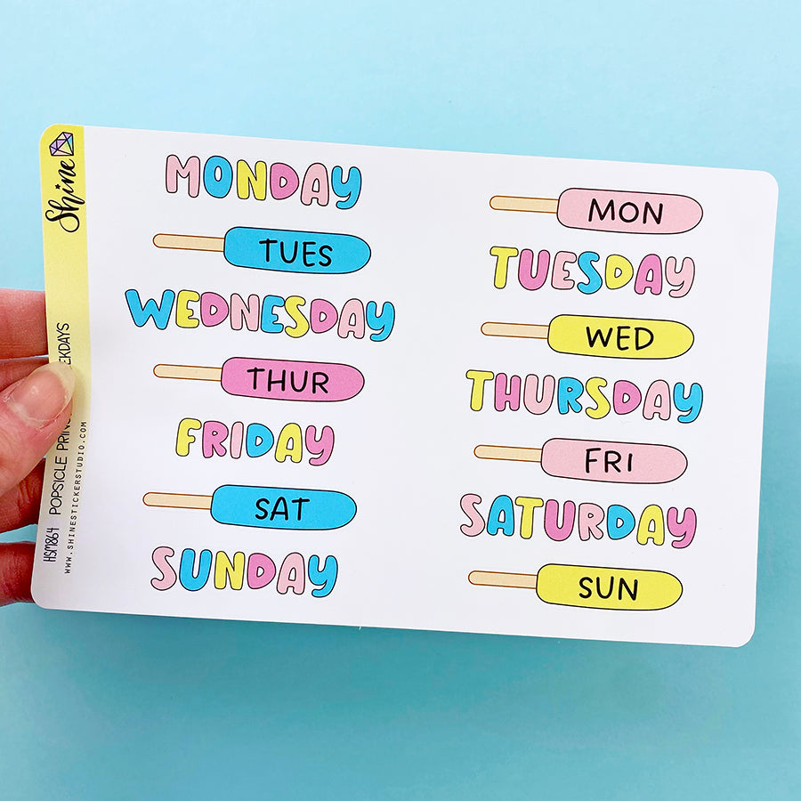 Popsicle Princess Weekday Planner Stickers – Shine Sticker Studio
