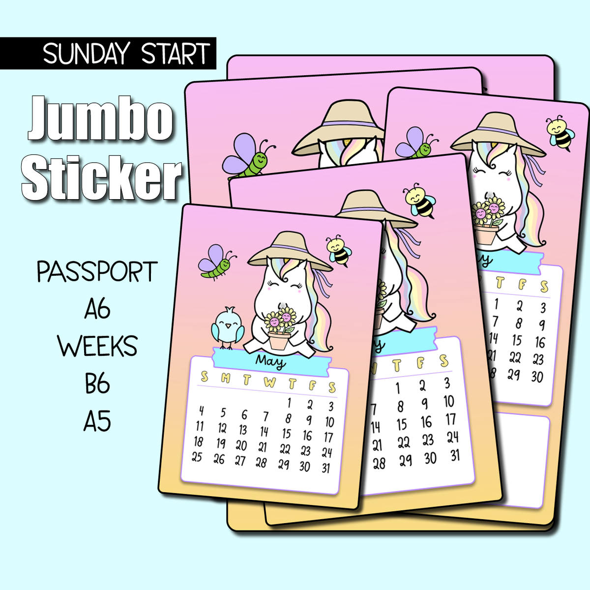 CLEARANCE 2025 May Calendar Jumbo Sticker - Sunday Start – Shine ...