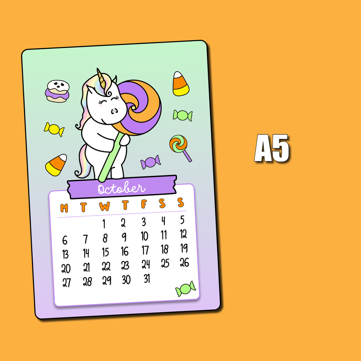 CLEARANCE 2025 October Calendar Jumbo Sticker - Monday Start – Shine ...