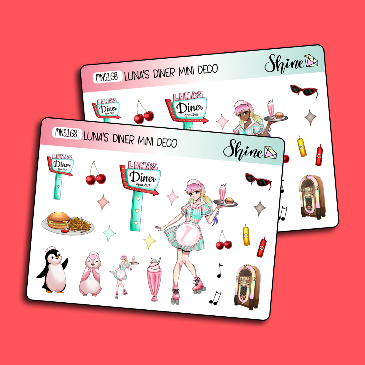 Luna's Diner Deco Planner Stickers Mini Sheet – Shine Sticker Studio