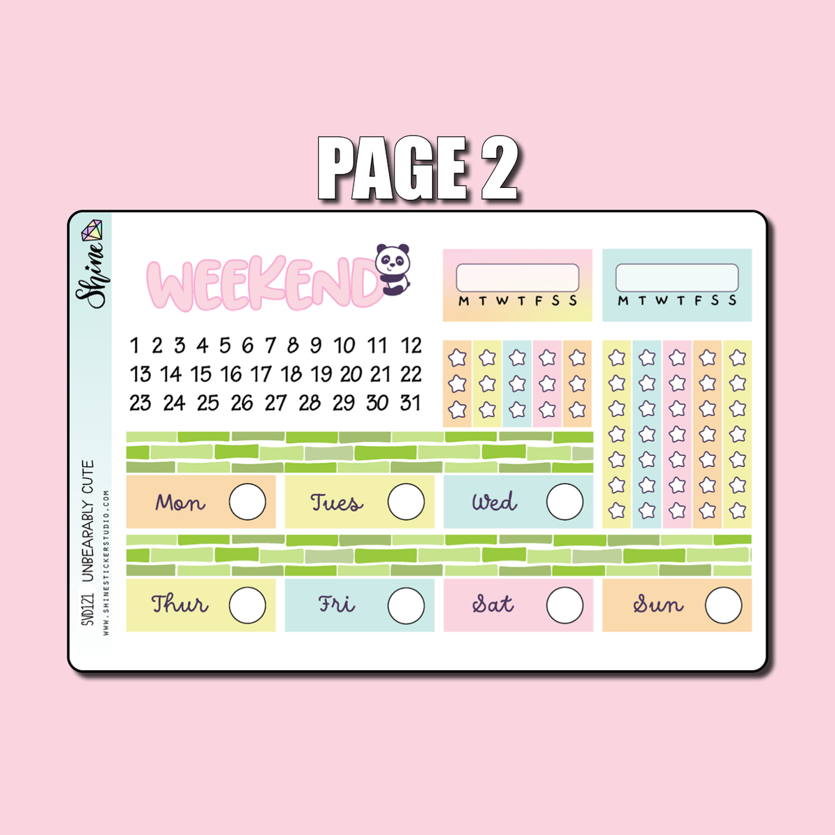 Unbearably Cute Vertical Weekly Planner Sticker Kit – Shine Sticker Studio