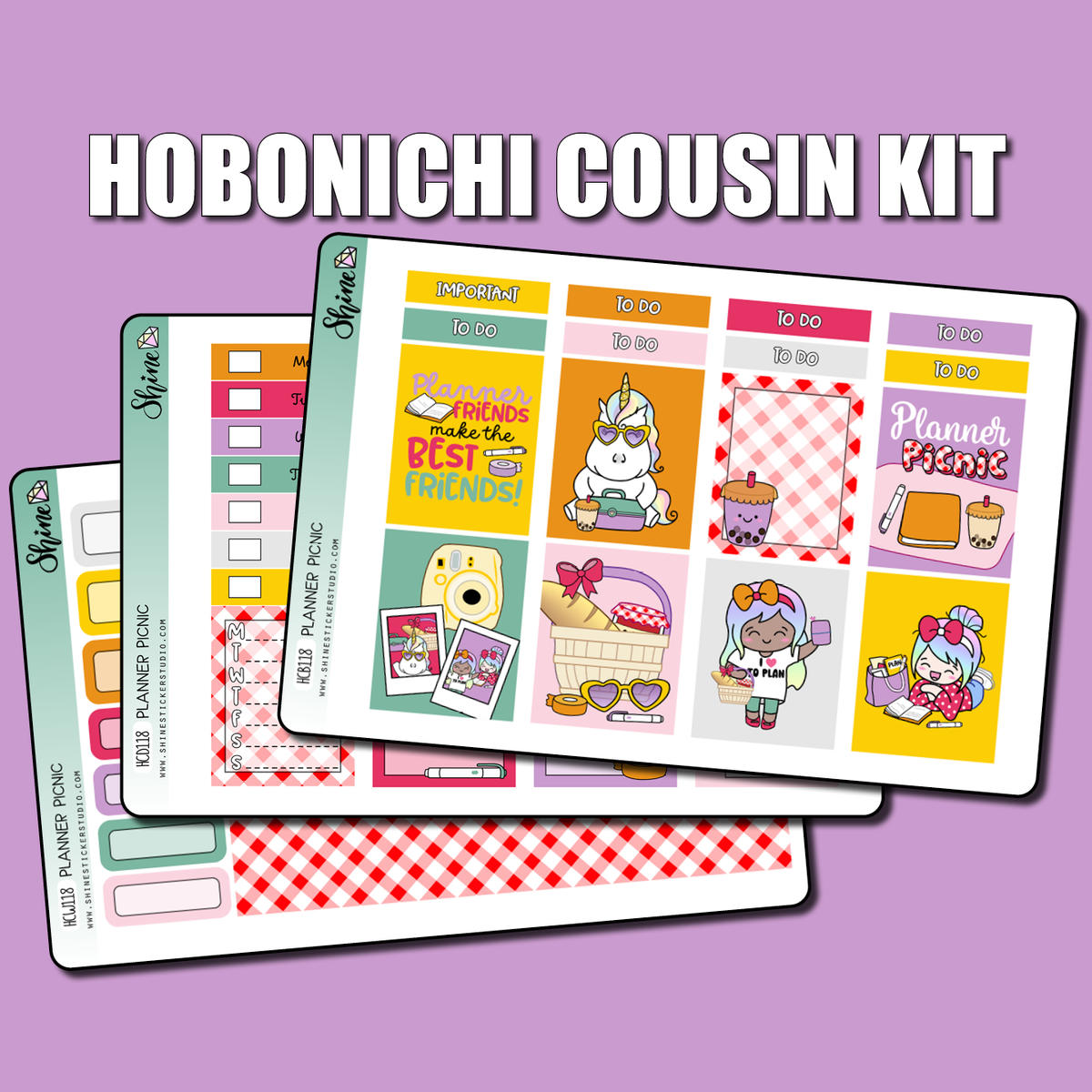 Planner Picnic Hobonichi Cousin Planner Sticker Kit – Shine Sticker Studio