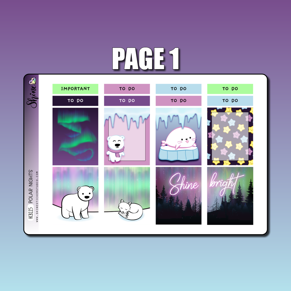 Polar Nights Hobonichi Cousin Planner Sticker Kit – Shine Sticker Studio