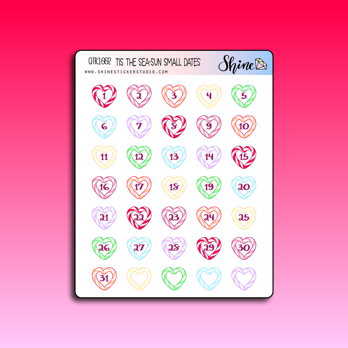 Tis the Sea-Sun Small Date Number Planner Stickers – Shine Sticker Studio