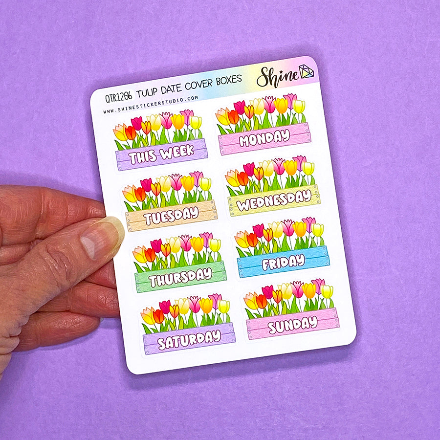 Tulip Date Cover Boxes Decorative Planner Stickers – Shine Sticker Studio