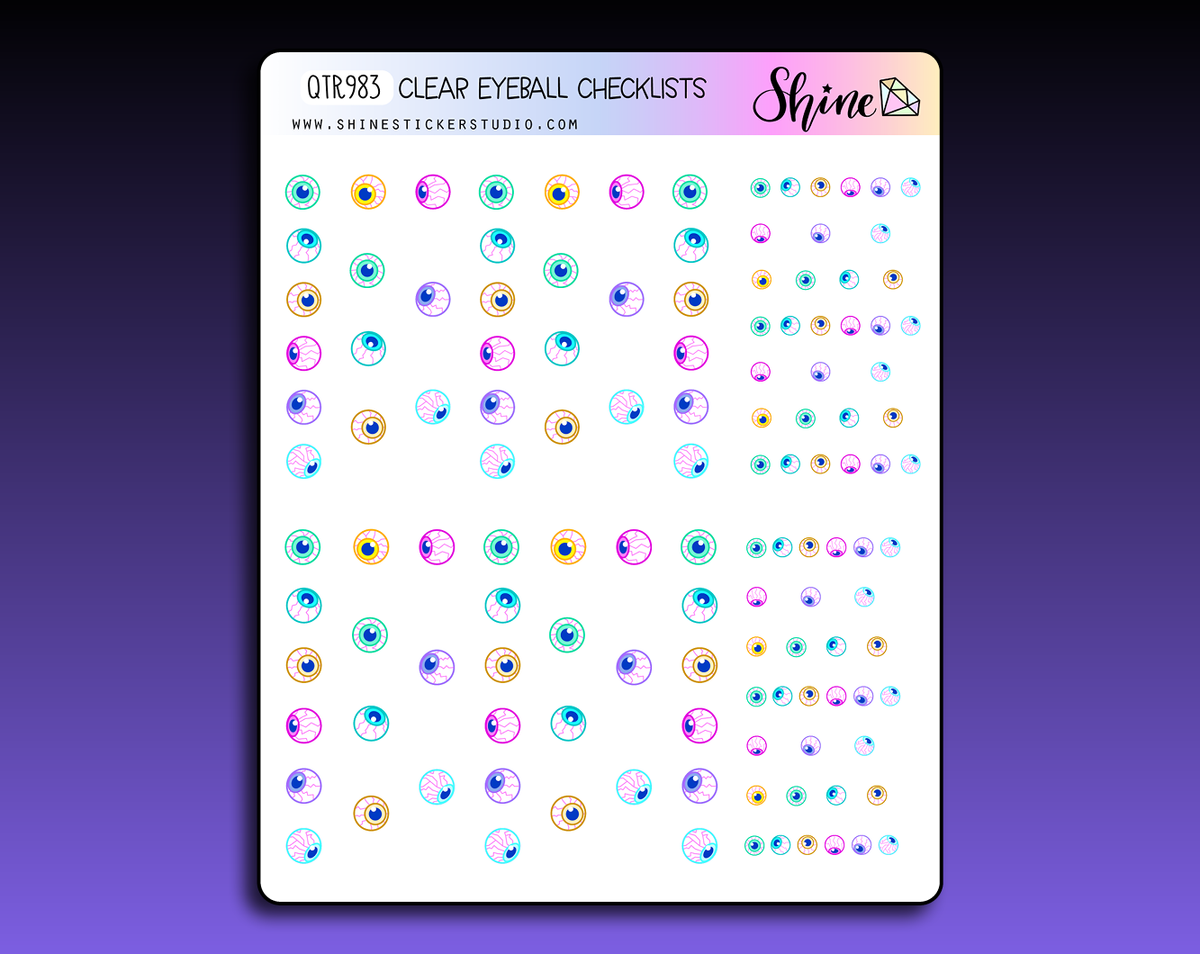 Clear Pastel Halloween Eyeballs Checklist Planner Stickers – Shine ...