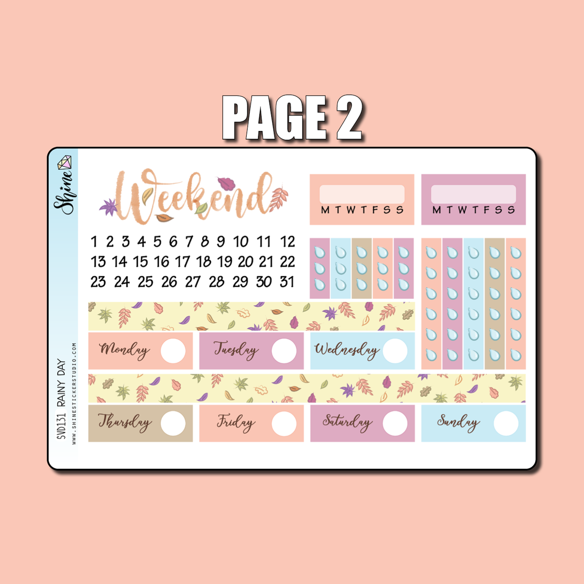 Rainy Day Vertical Weekly Planner Sticker Kit – Shine Sticker Studio