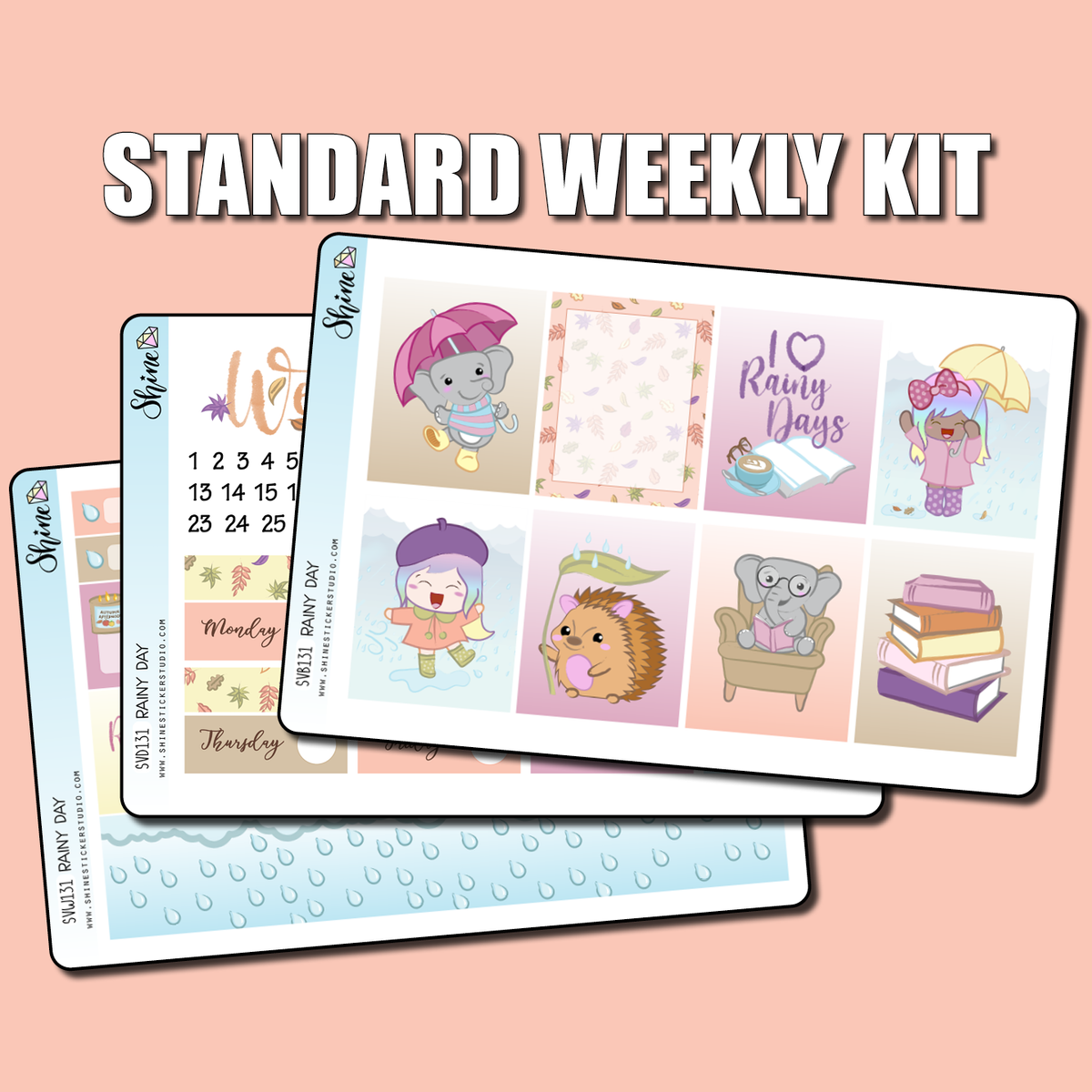 Rainy Day Vertical Weekly Planner Sticker Kit – Shine Sticker Studio
