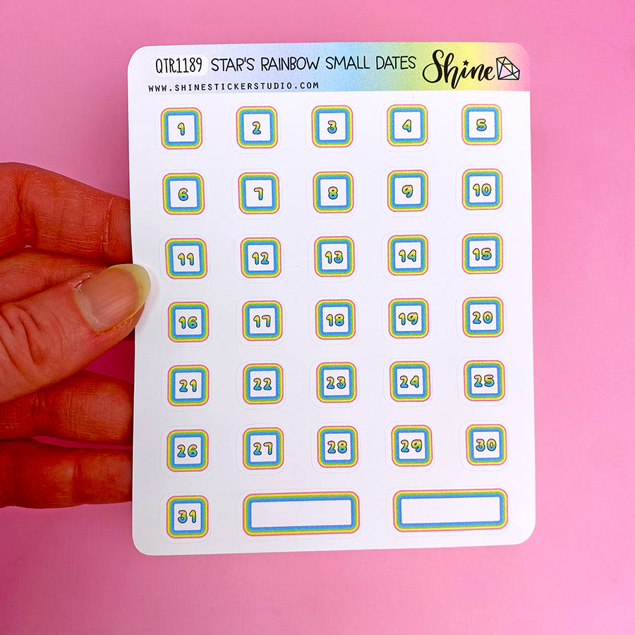 Star's Rainbow Small Date Numbers Planner Stickers – Shine Sticker Studio