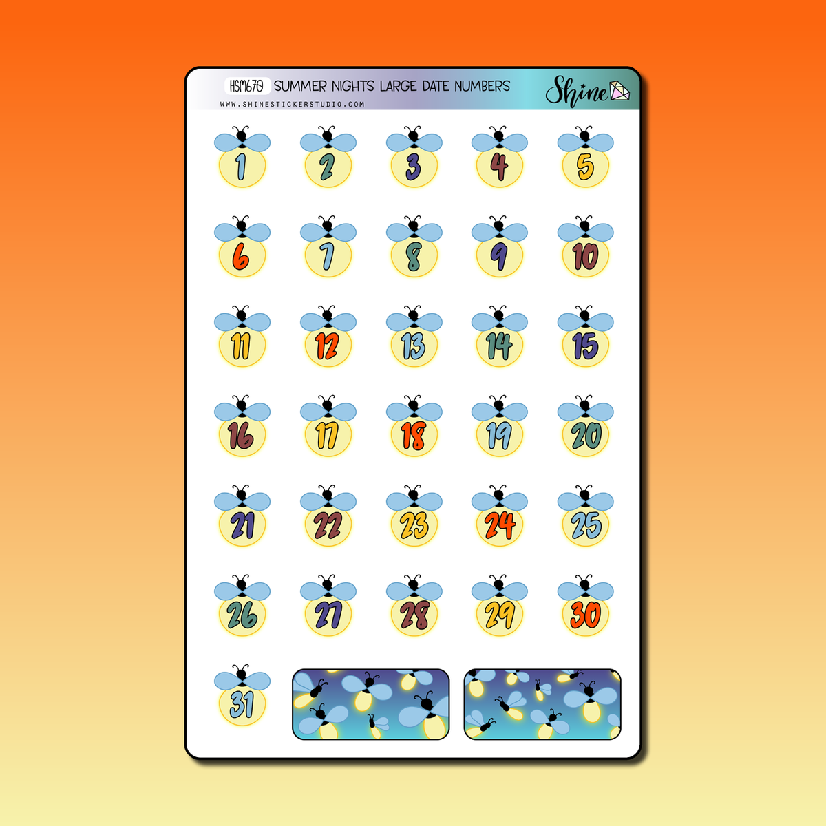 Summer Nights Large Date Number Stickers – Shine Sticker Studio