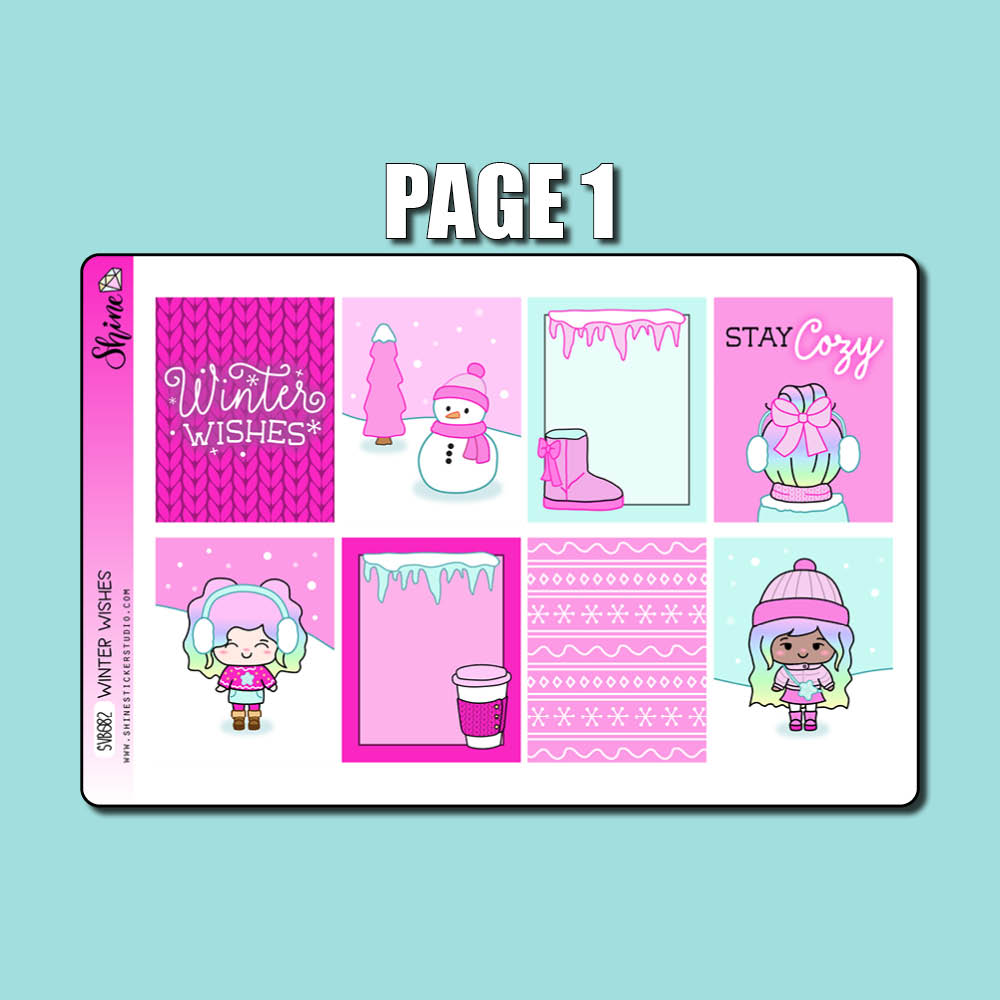 Winter Wishes Vertical Weekly Sticker Kit Shine Sticker Studio